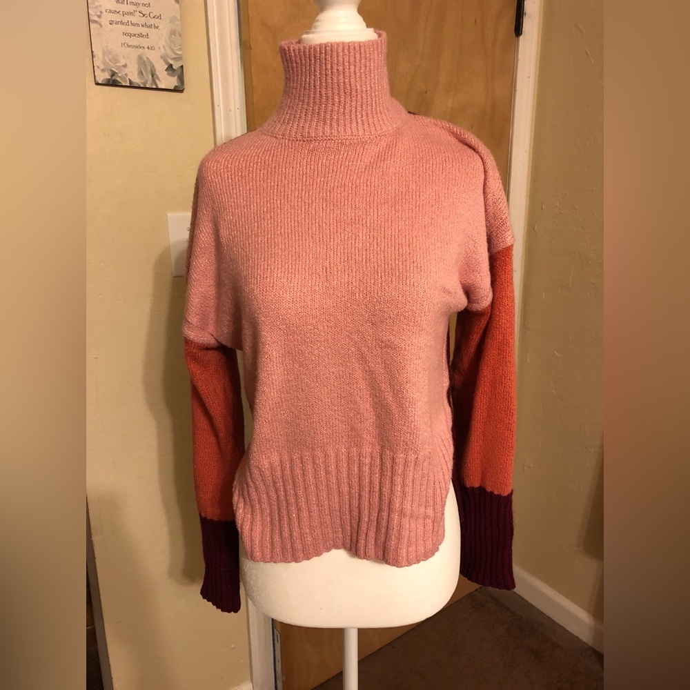 Pink Colorblock Sweater